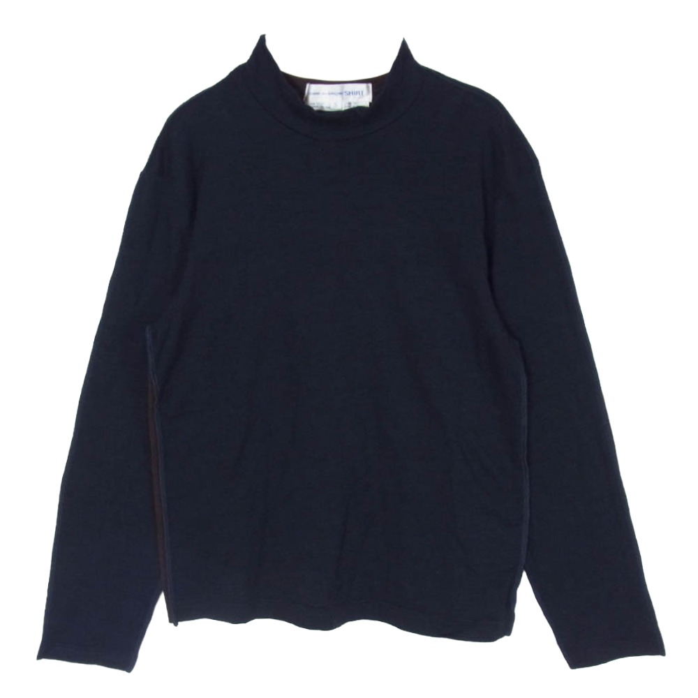 COMME des GARCONS コムデ給仕 SHIRT プルオーバー W11130 フランス共和国製 内部アウト バイ色つや 羊毛 うつり変わり 編み物 ダークネイビー系 S メンズ【古着】【中古】