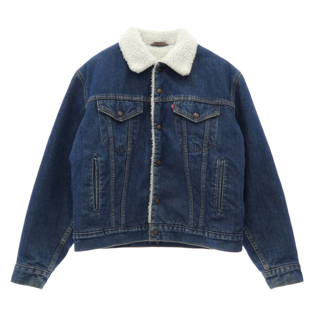 Levi's リーバイス 70608-0216 USA製 米国製 90S 中綿入り デニム ボア ジャケット インディゴブルー系 ホワイト系 40 メンズ【古着】【中古】