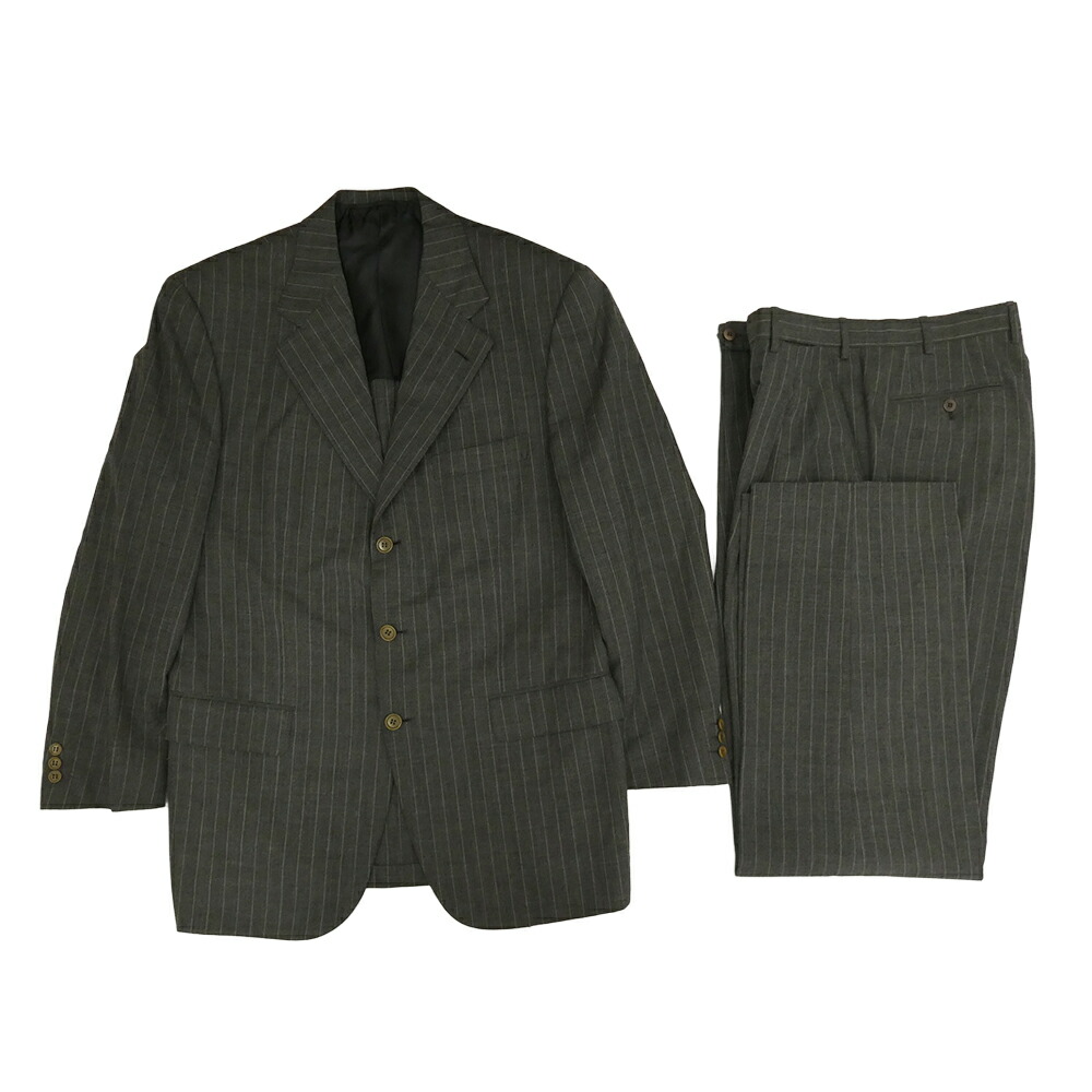 Brioni ブリオーニ PIUMA ストライプ 3ボタンスーツ セットアップ グレー系 EU50 / US40 メンズ【古着】【中古】 21,545円