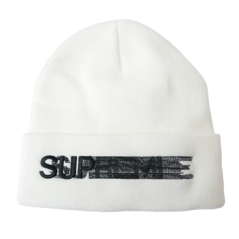 Supreme シュプリーム 23SS Motion Logo Beanie モーションロゴ ビーニー ニットキャップ 帽子 ホワイト系 【美品】 メンズ【中古】