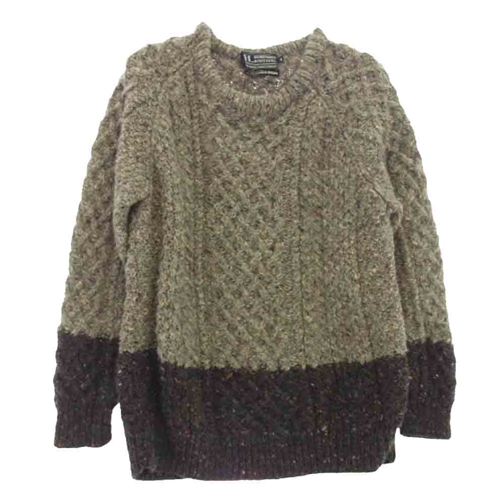 エイチ・ロビンソンニッティング H. ROBINSON KNITTING HAND KNITTED CABLE P/O BI COLOUR イングランド製 ハンドメイド ウール ニット グレー系 4 メンズ【古着】【中古】
