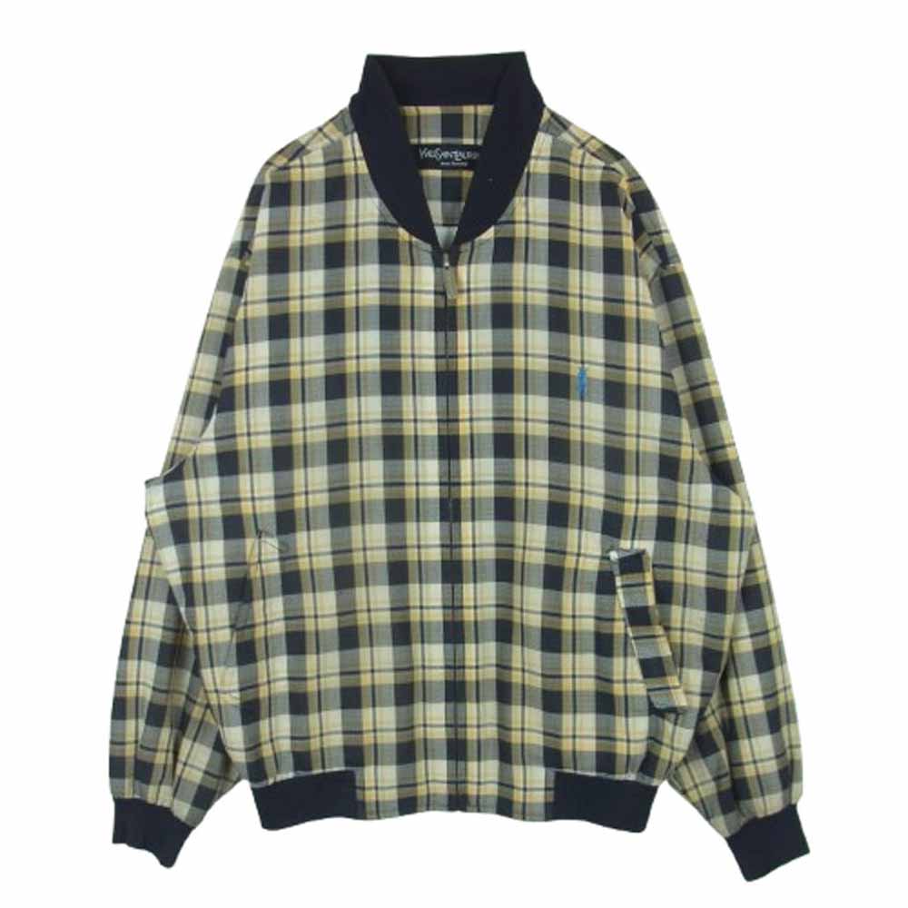 【イヴサンローラン】ノーカラ―ジャケット　サイズ40　Lサイズ 青　黒 イヴサンローラン】ノーカラ―ジャケット サイズ40 Lサイズ 青 黒