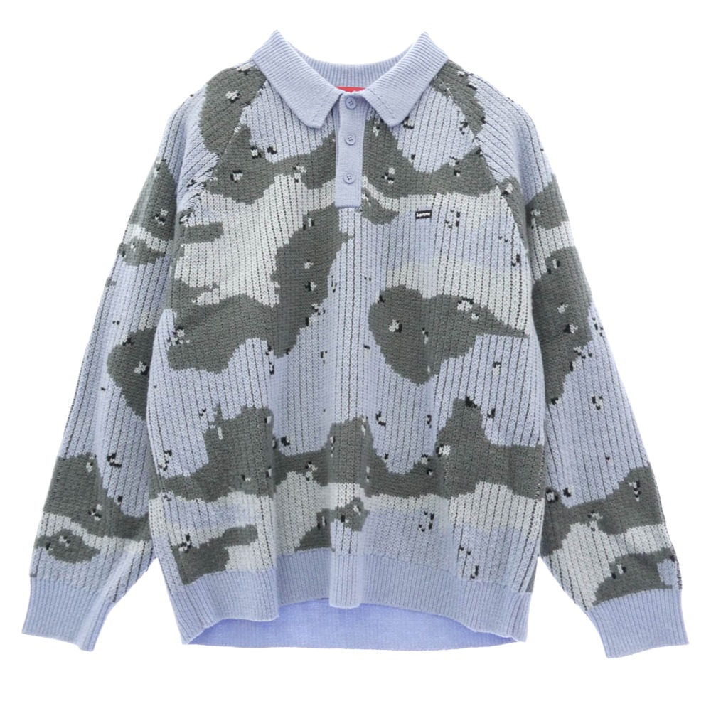 Supreme シュプリーム 24AW Small Box Polo Sweater スモールボックス席 ポロ スウェーター 編み物 薄墨色系 ともし火青み系 マルチ色つや系 M 【美品】 メンズ【古着】【中古】