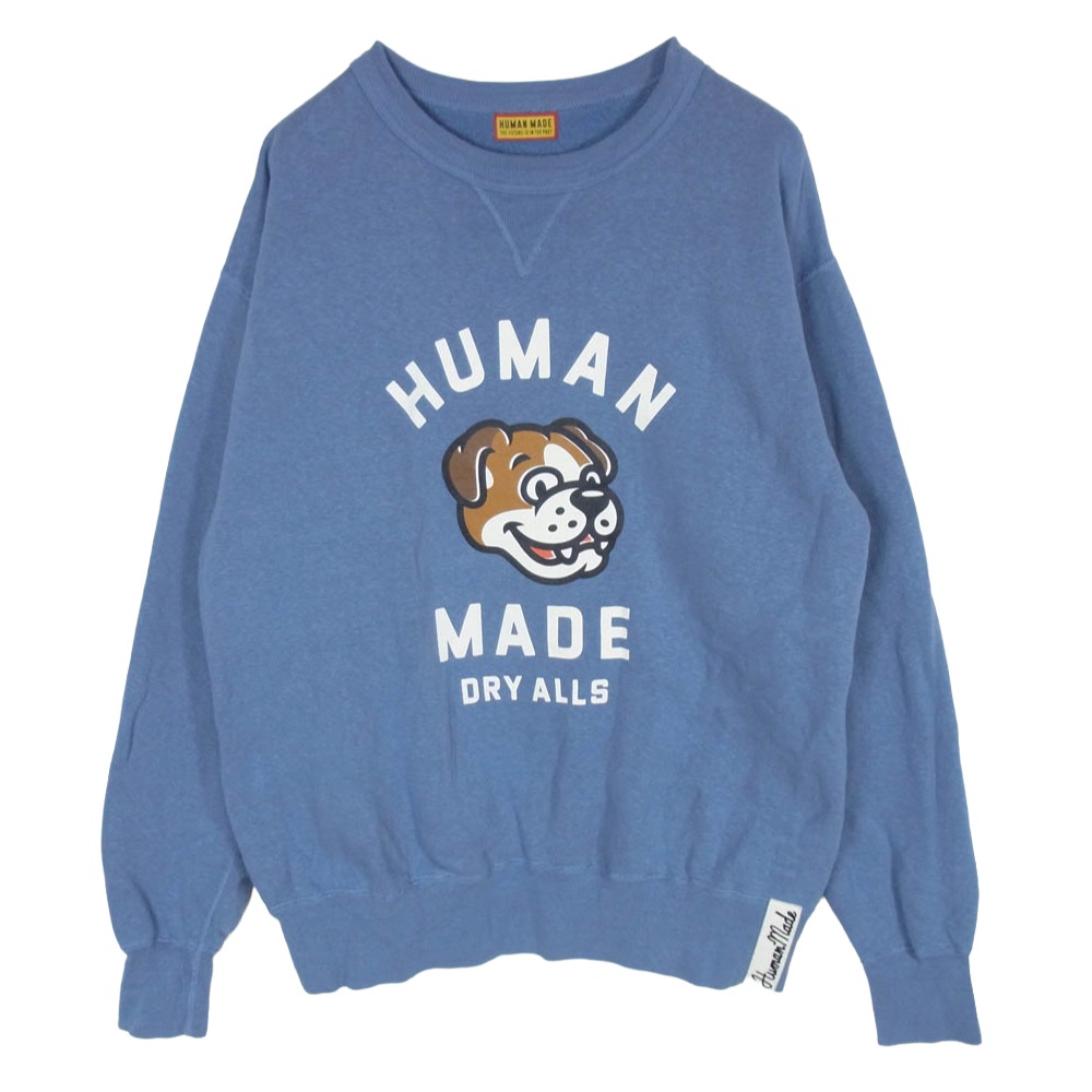 HUMAN MADE ヒューマンお手伝いさん 26SS HM31CS033 TSURIAMI SWEATSHIRT ツリアミ トレーナー ブルドッグ 刷り上げる Vガゼット 労働者の一団のど首 汗水 青色系 L  メンズ【古着】【中古】