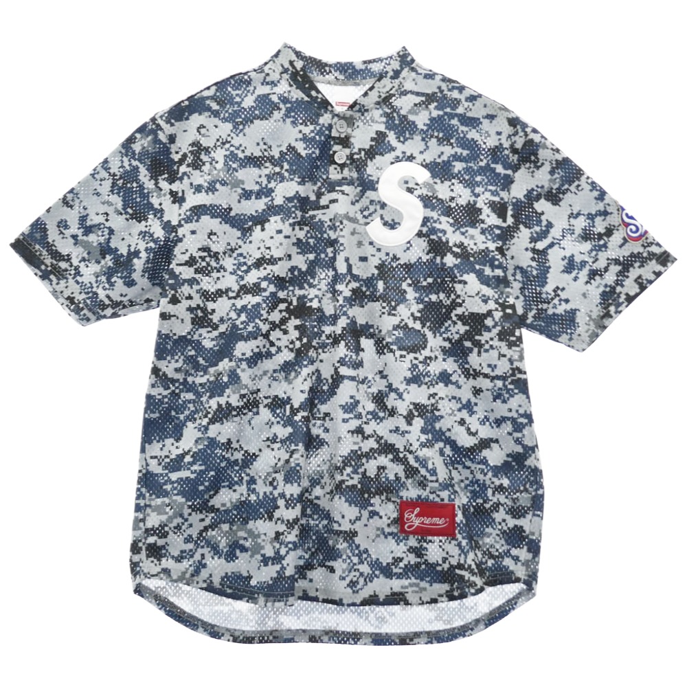 Supreme シュプリーム 25SS S Logo Baseball Henley エス ロゴタイプ ヘンリー 半袖 野球 ティーシャツ デジタル家鴨 青碧系 マルチ色合い系 S 【より良い美品】 メンズ【古着】【中古】