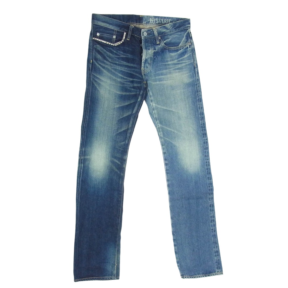 HYSTERIC GLAMOUR ヒステリックグラマー 0241AP12 HRLR産業 スタッズ 色合いうつり変わり 引っ切り無い ジーンズズボン下 インディゴブルー系 30  メンズ【古着】【中古】