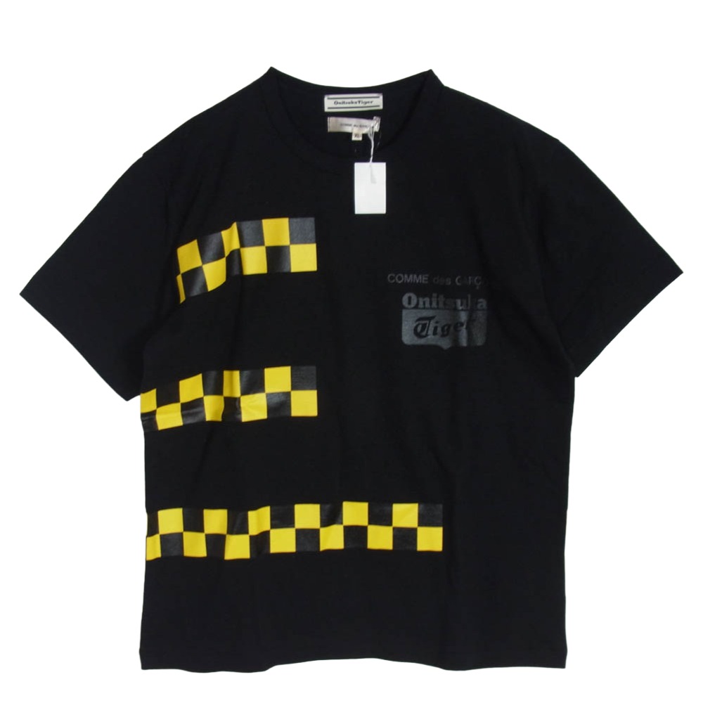 COMME des GARCONS コムデ給仕 25AW OP-T004-051 W名まえ チェッカード 胸ロゴタイプ刷り上げる 労働者の一団のど首 半袖 ティーシャツ カットソー 黒いこと系 XL 【御前上等美品】 レディース【古着】【中古】