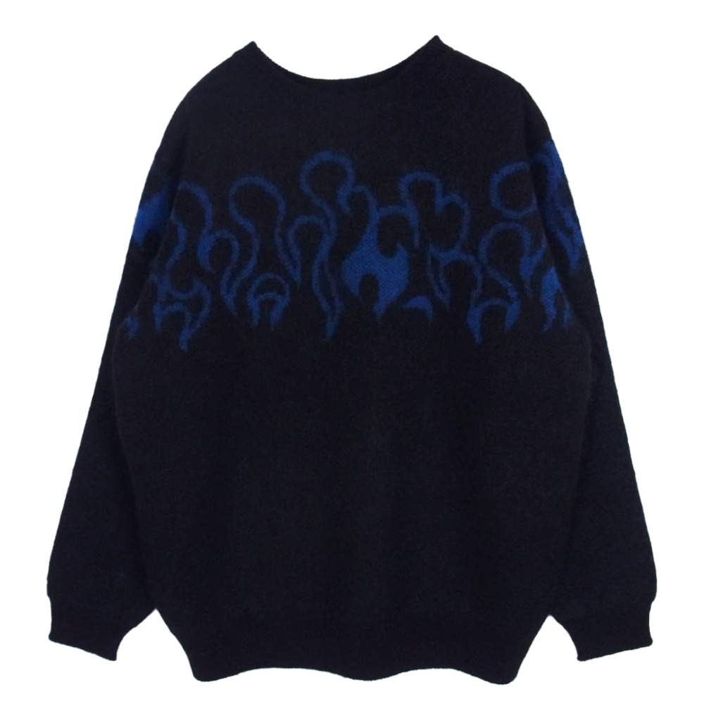 挙げ句の果てマン LASTMAN 252LM-KN01 FLARE MOHAIR SWEATER 太陽面爆発 モヘヤ スウェーター 編み物 黒いこと系 L 【飛び切り美品】 メンズ【古着】【中古】