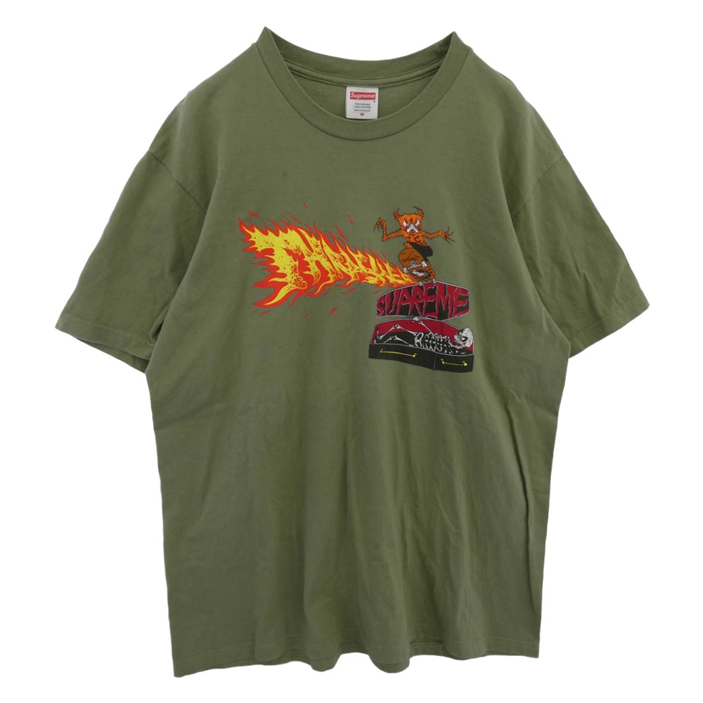 Supreme シュプリーム 24AW ×Thrasher Back Tail Tee スラッシャー バック テイル 半袖Tシャツ グリーン系 M メンズ【古着】【中古】