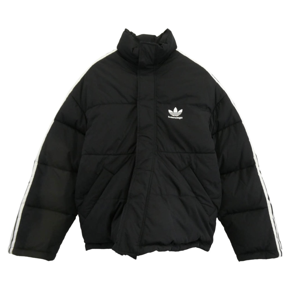 BALENCIAGA バレンシアガ 714898 TN019 ×adidas アディダス ライン オーバーサイズ ダウン ジャケット ブラック系 34 【極上美品】 メンズ【古着】【中古】