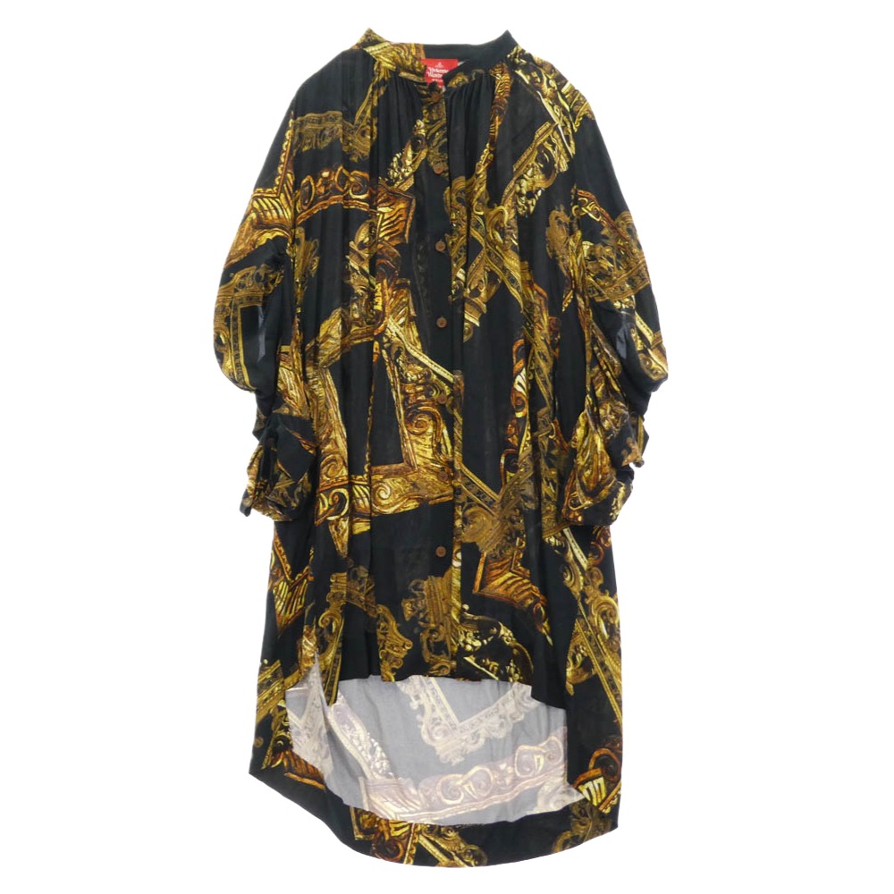 Vivienne Westwood ヴィヴィアンウエストウッド RED LABEL 赤いこと付け紙 屋台骨 総柄 ロング 衣装 黒いこと系 黄み系 00  レディース【古着】【中古】 ワンピース-レディースファッション