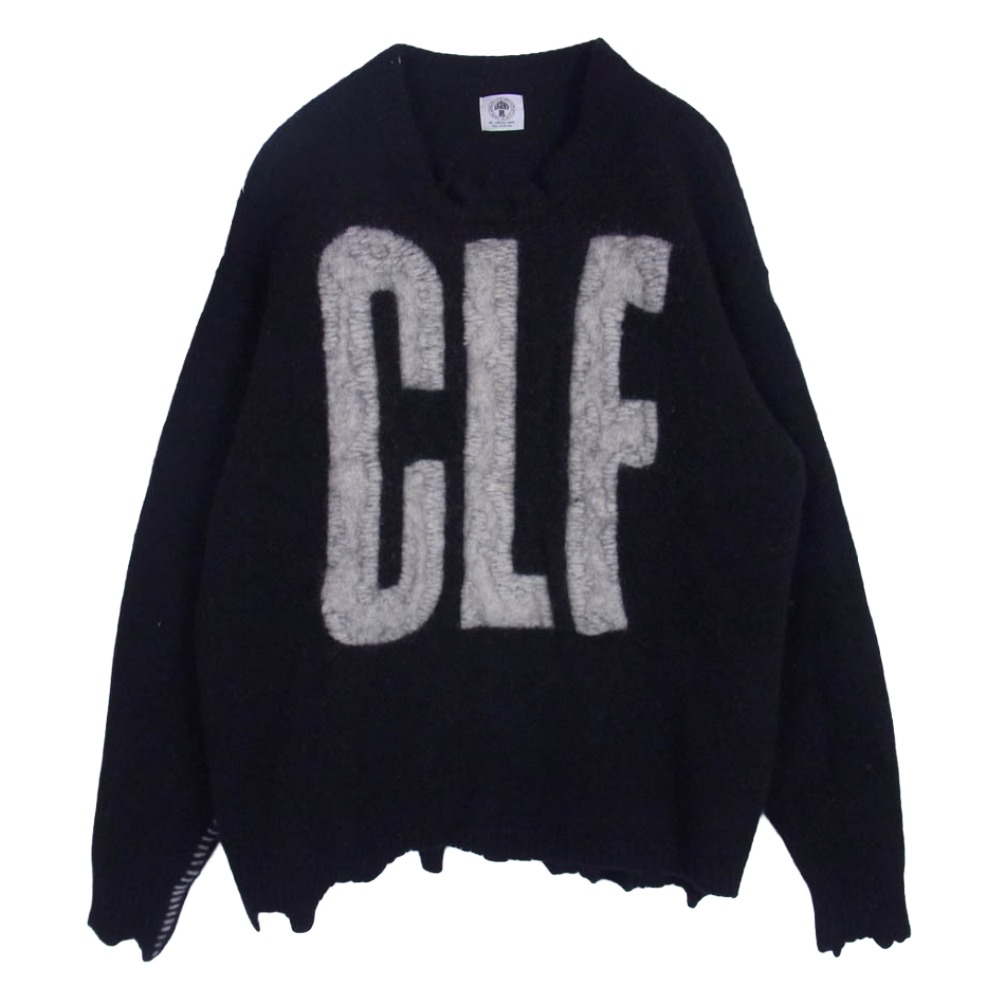 SAINT MICHAEL セントマイケル 22AW SM-A22-0000-033 CLF KNIT ウール ダメージ ニット セーター ブラック系 L メンズ【古着】【中古】