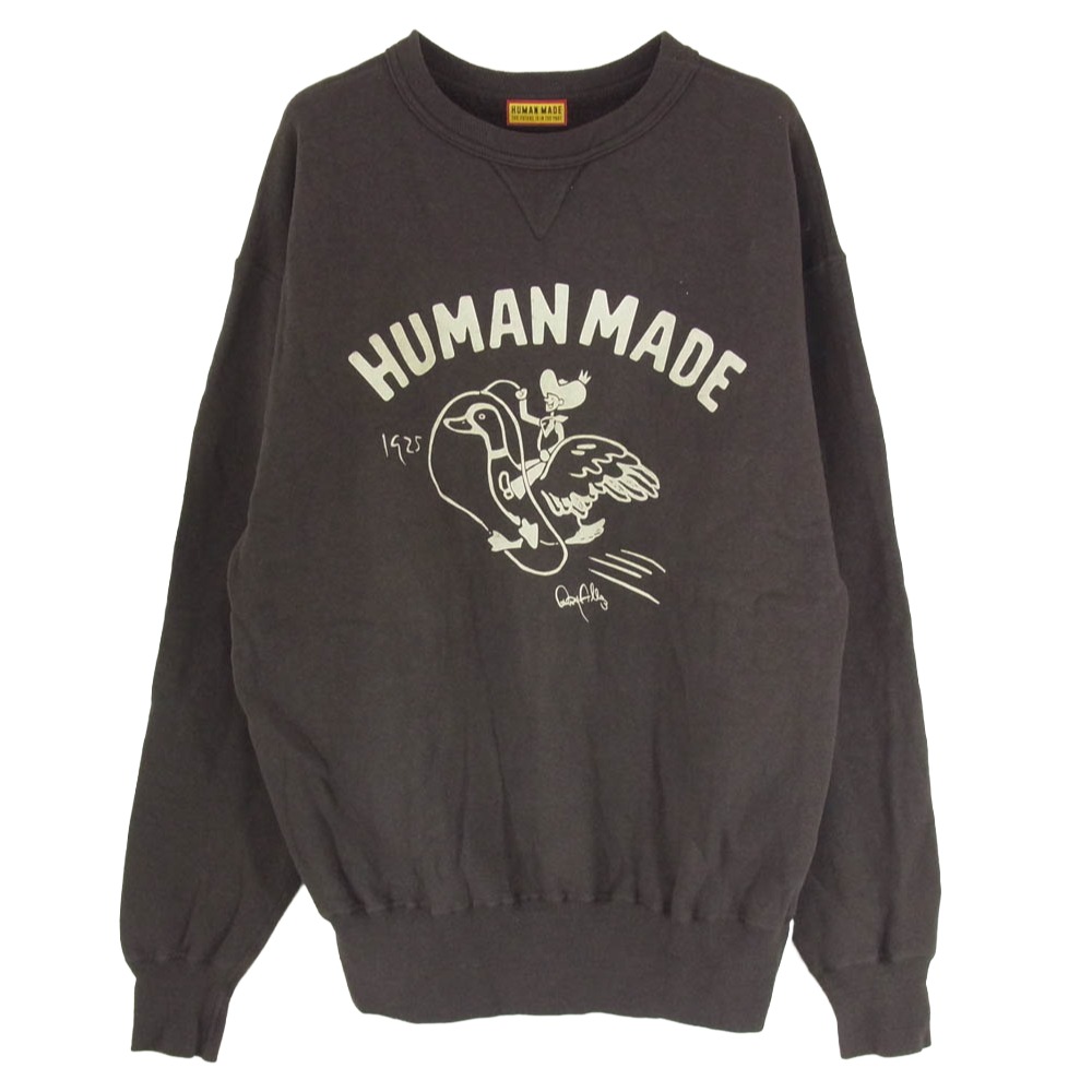 HUMAN MADE ヒューマンお手伝いさん 25AW HM30CS029 TSURIAMI SWEATSHIRT ツリアミ フロッキー ロゴタイプ刷り上げる 汗水 プルオーバー 調教師 薄墨色系 XL  メンズ【古着】【中古】