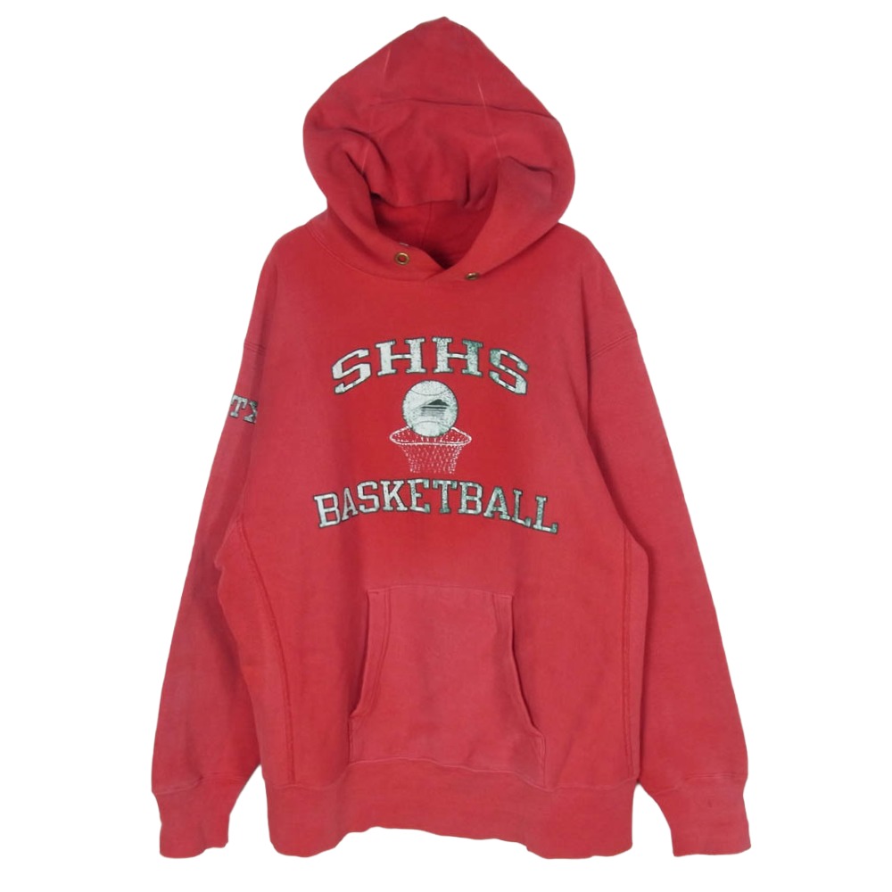 Champion チャンピオン 80s トリコタグ リバースウィーブ プリント スウェット パーカー レッド系 L メンズ【古着】【中古】|ブランド古着 ライフ店