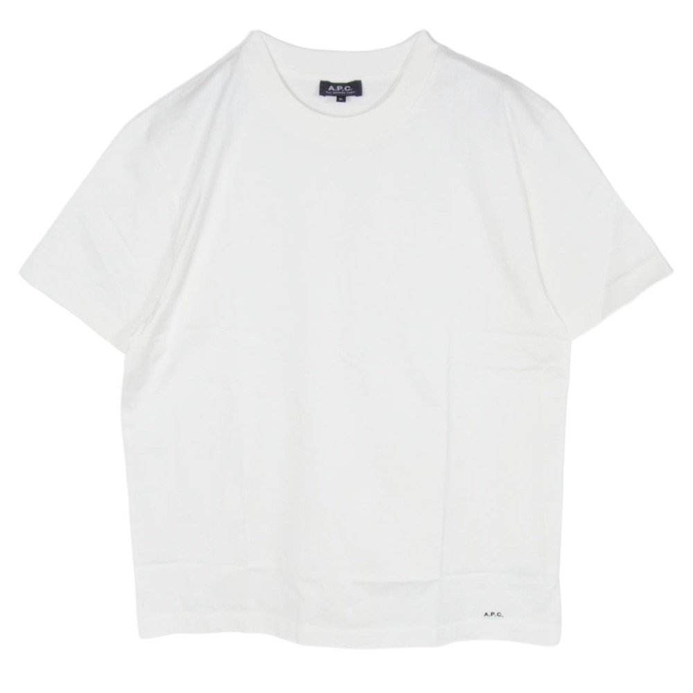 A.P.C. アーペーセー 25222-1-90301 PACK パック スタンダードジャージ ロゴ刺繍 クルーネック 半袖 Tシャツ ホワイト系 XL メンズ【古着】【中古】