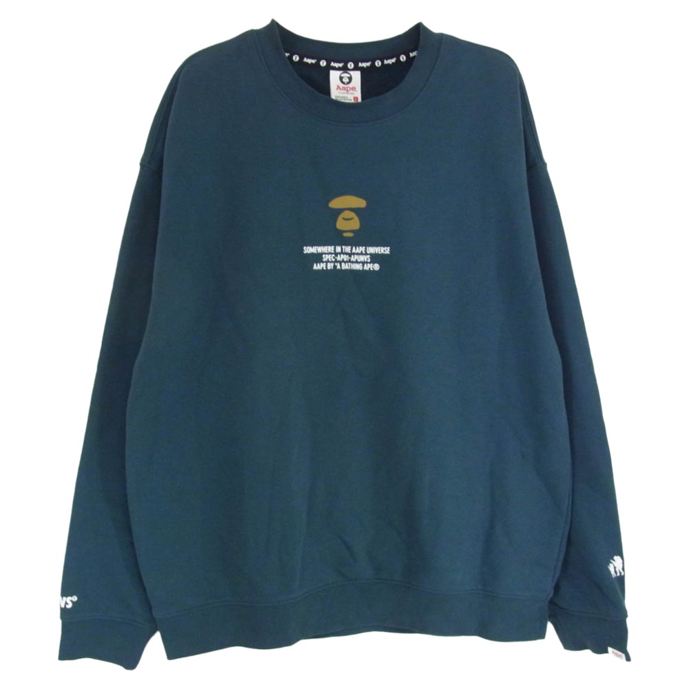 A BATHING APE アベイシングエイプ AAPSWMA323XXL 【フェイクバスターズ価値付ける済】AAPE Basic Army Tape Crew Sweat エーエイプ 第一義的 正規陸軍 手合い 労働者の一団 汗水 緑であること系 L  メンズ【古着】【中古】