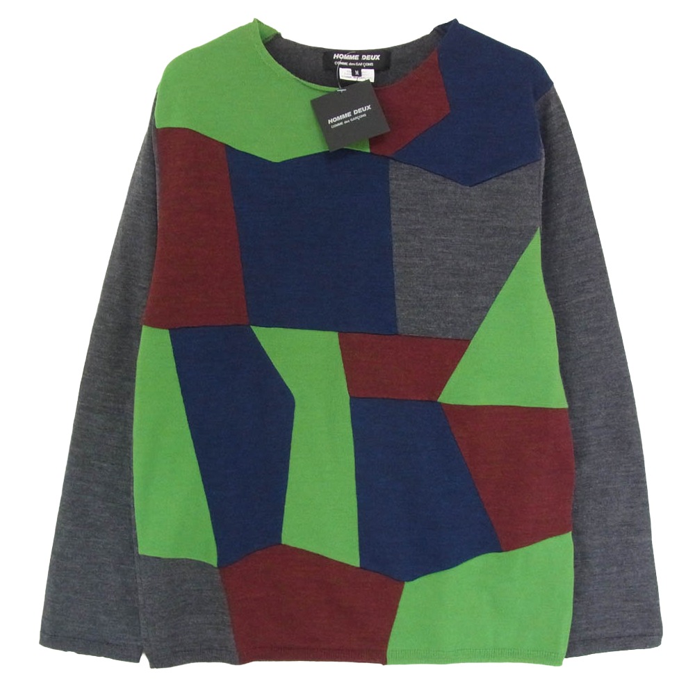COMME des GARCONS HOMME DEUX コムデギャルソンオムドゥ 25AW DP-N002-051 WOOL PATCHWORK KNIT ウール パッチワーク ニット マルチカラー系 M 【極上美品】 メンズ【古着】【中古】