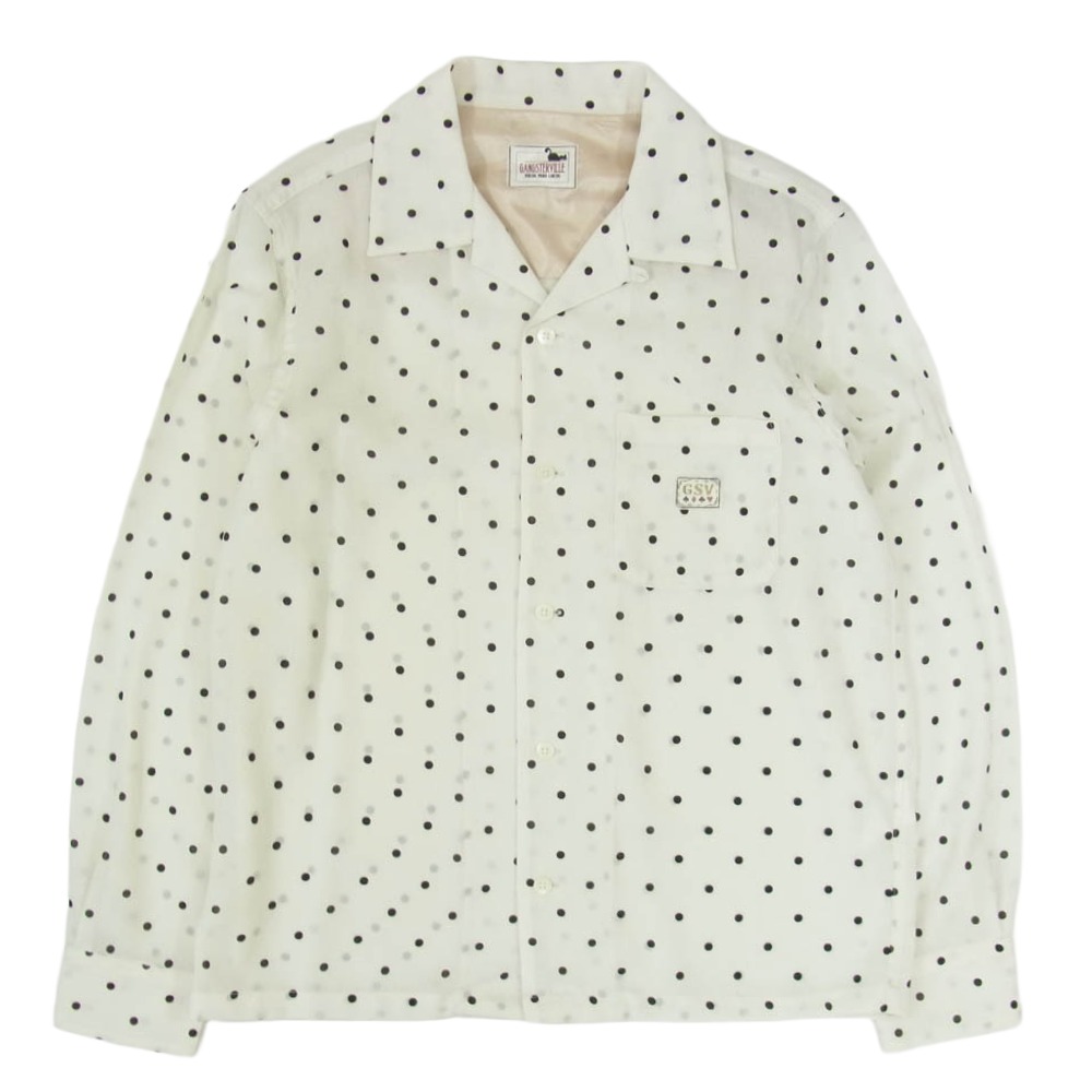 GANGSTERVILLE ギャングスタービル 20SS GSV-20-SS-15 DIAMONDS L/S SHIRTS MUSTARD 一点柄 公々然たる色合い 長袖ティーシャツ 象牙色系 M メンズ【古着】【中古】