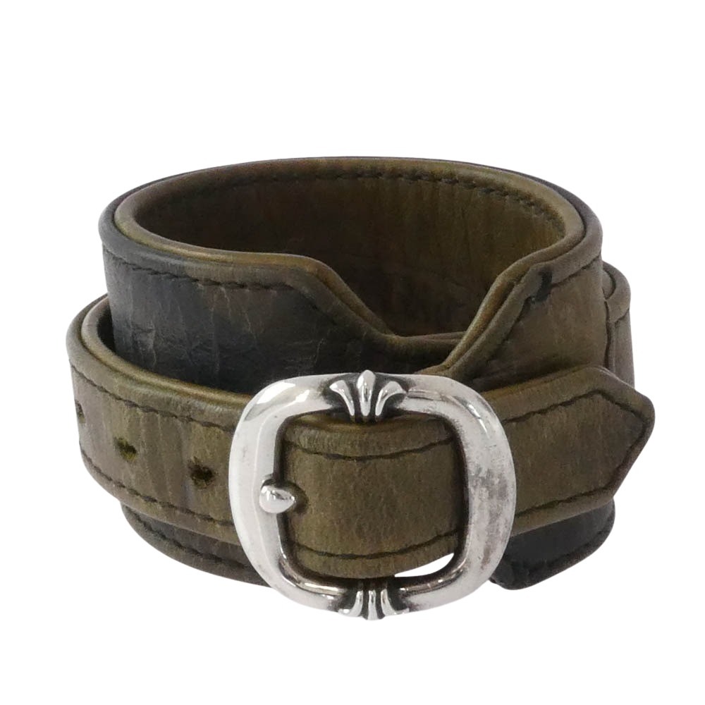 CHROME HEARTS クロムハーツ（原本無） RR TINY BUCKLE CAMO ロックンロール レザー ガンスリンガー ブレスレット カモフラ カーキ系 メンズ【中古】 51,467円