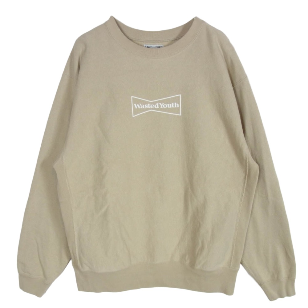 Wasted Youth ウェイステッドユース LOGO SWEAT ロゴ スウェット トレーナー ベージュ系 XL メンズ【古着】【中古】