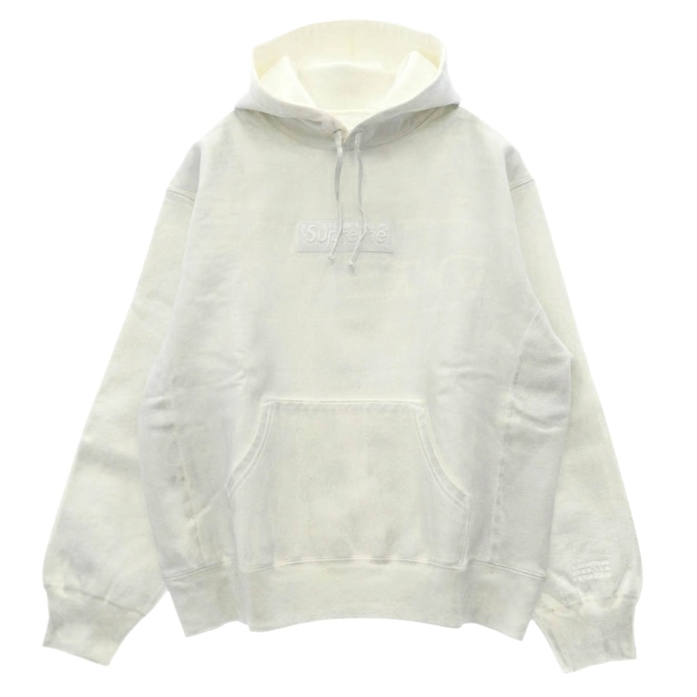 Supreme シュプリーム 24SS x MM6 Maison Margiela エムエムシックス メゾンマルジェラ Foil Box Logo Hooded Sweatshirt フォイル ボックス ロゴ フーデッド スウェットシャツ フーディー パーカー ホワイト系 シルバー系 M 【極上美品】 メンズ【古着】【中古】