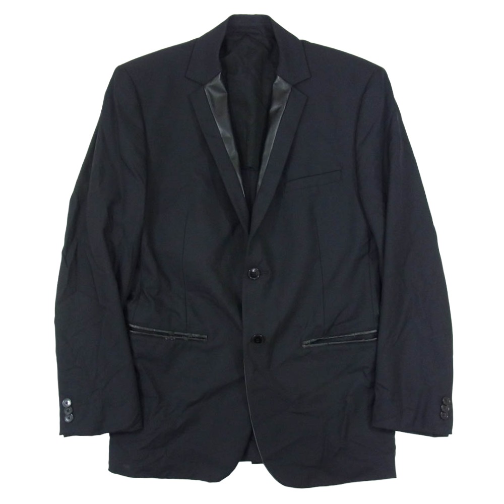 VERSACE ヴェルサーチ フェイクレザー切替 テーラード ジャケット ブラック系 50 メンズ【古着】【中古】 13,822円
