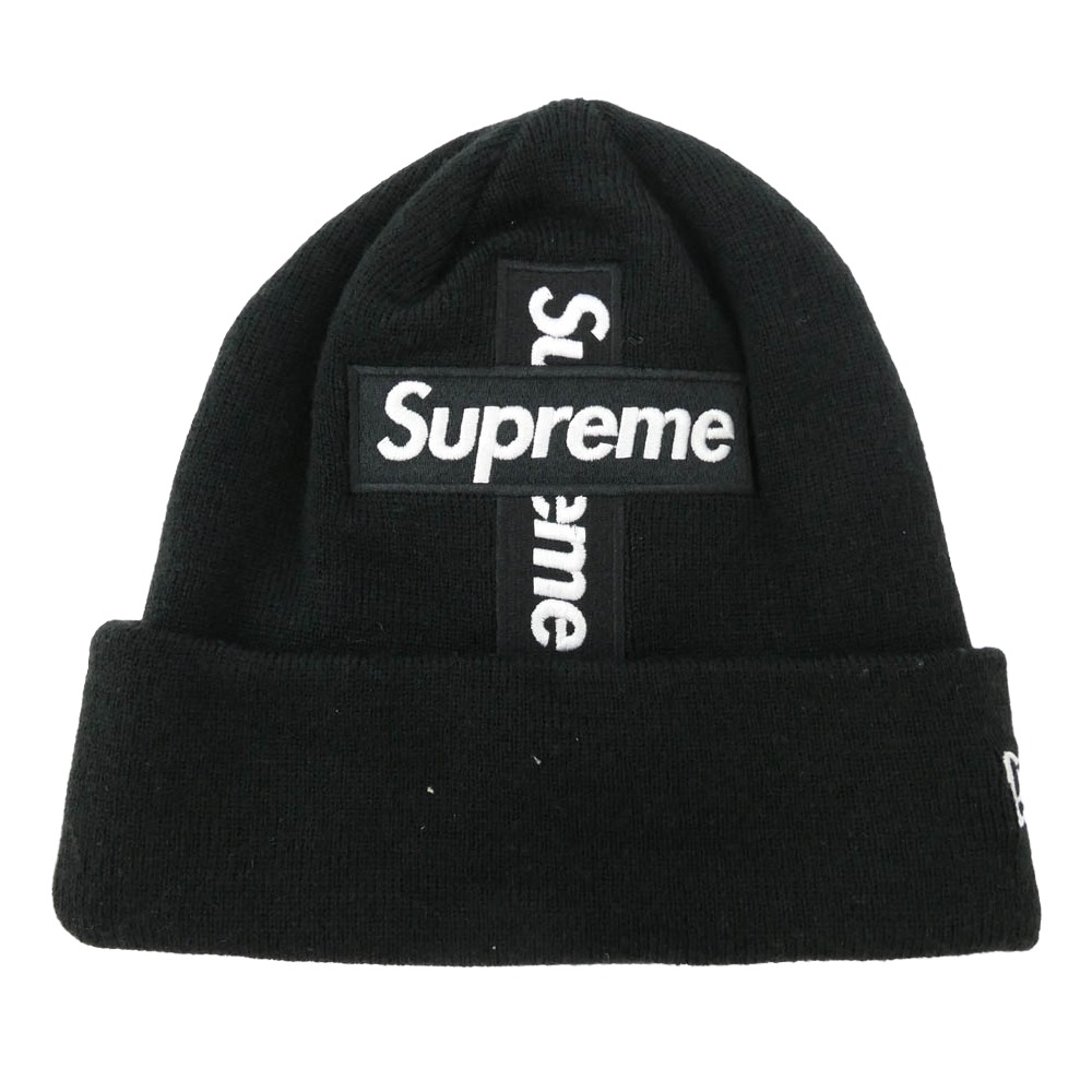 Supreme シュプリーム 20AW × New Era ニューエラ Cross Box Logo Beanie クロスボックスロゴ ビーニー ニットキャップ 帽子 ブラック系 メンズ【中古】