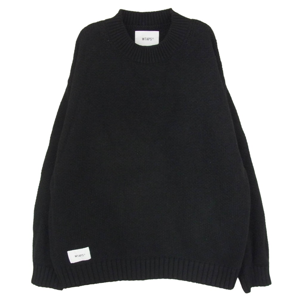 WTAPS ダブルタップス 24AW 242MADT-KNM01 DUANE SWEATER POLY デュアン セーター ポリ ニット モック ネック ブラック系 X04 メンズ【古着】【中古】