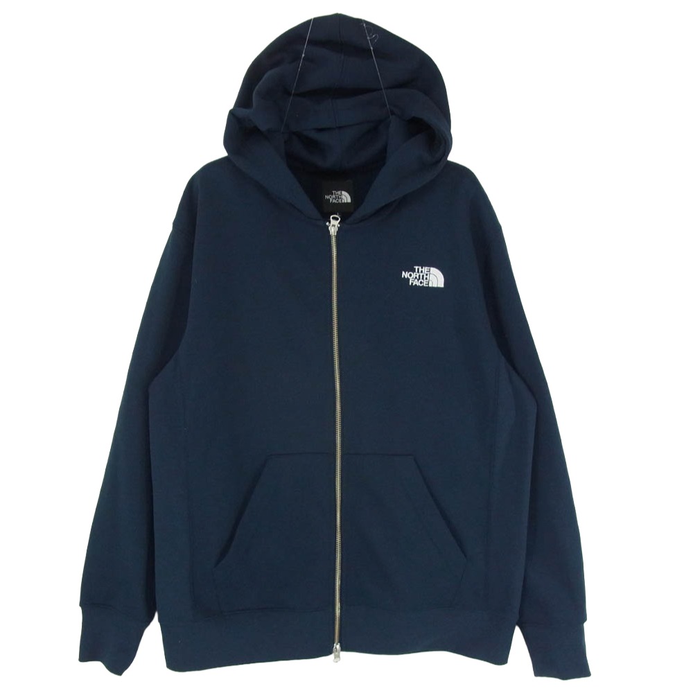 THE NORTH FACE 北の方人間の顔 NT11952 Square Logo FullZip 真四角 ロゴタイプ フルジップ フーディ パーカー 米国海軍系 L メンズ【古着】【中古】