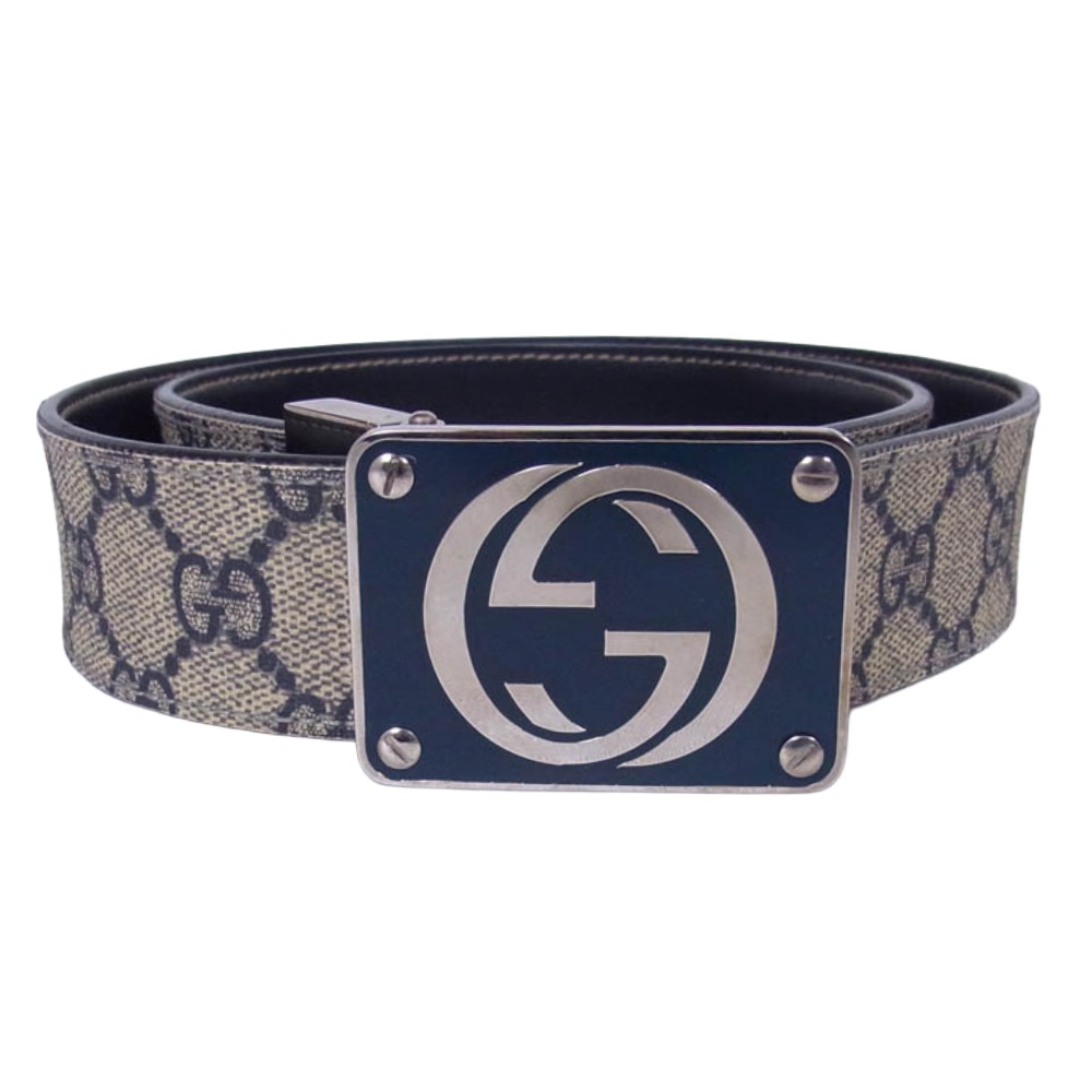 GUCCI グッチ GGスプリーム ロゴタイプバックル なめし革 胴締め 赤銅色系  メンズ【中古】