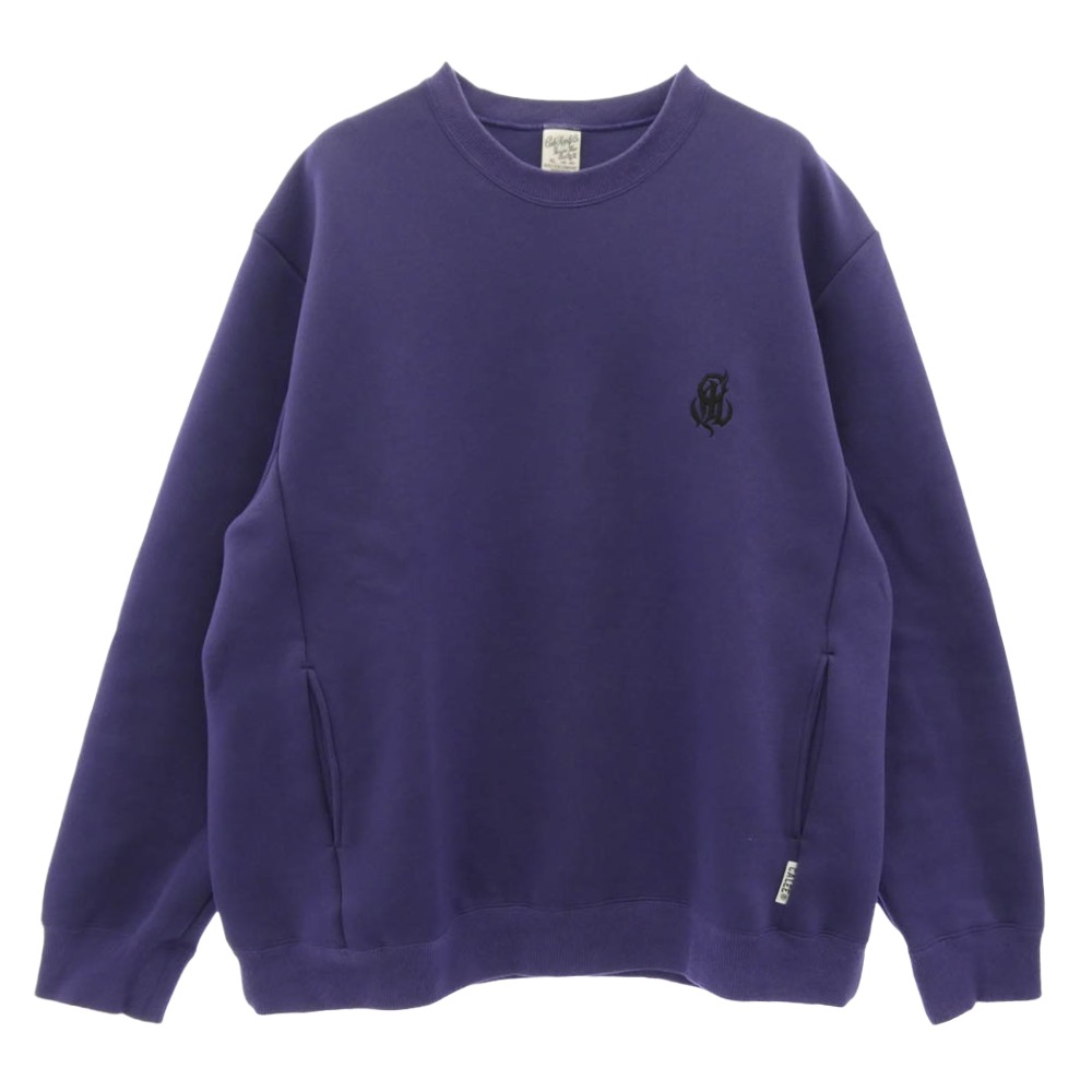 CALEE 持ちはこび 25AW CL-25AW019 HIGH GAUGE DOUBLE KNIT CREW NECK SW ダンボール 労働者の一団のど首 汗水 パープル系 XL  メンズ【古着】【中古】