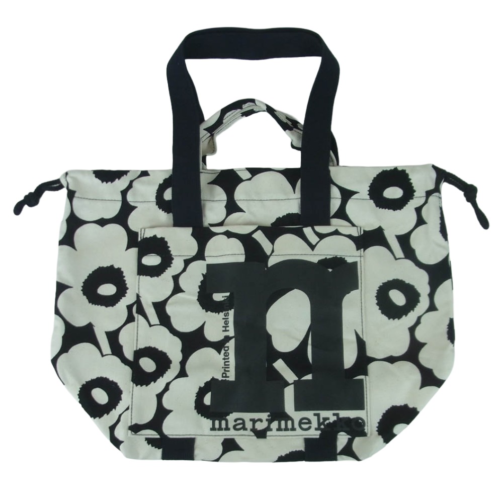 marimekko マリメッコ Mono City Tote Unikko トート バッグ オフホワイト系 ブラック系 レディース【中古】｜ブランド古着 ライフ店
