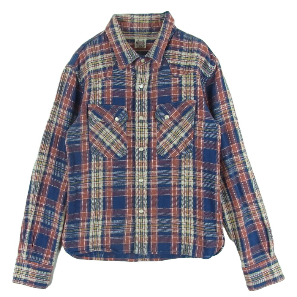 THE FLAT HEAD◆ザフラットヘッド/長袖シャツ/36/コットン/ORN/チェック/タータンチェック/使用感有