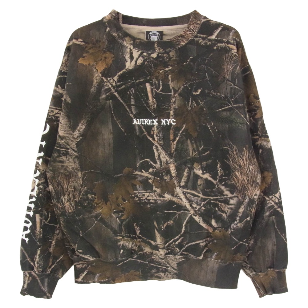 AVIREX アヴィレックス 26SS 783-6132003 CREW NECK SWEAT リアルツリーカモ柄 労働者の一団のど首 汗水 赤銅色系 M 【美品】 メンズ【古着】【中古】