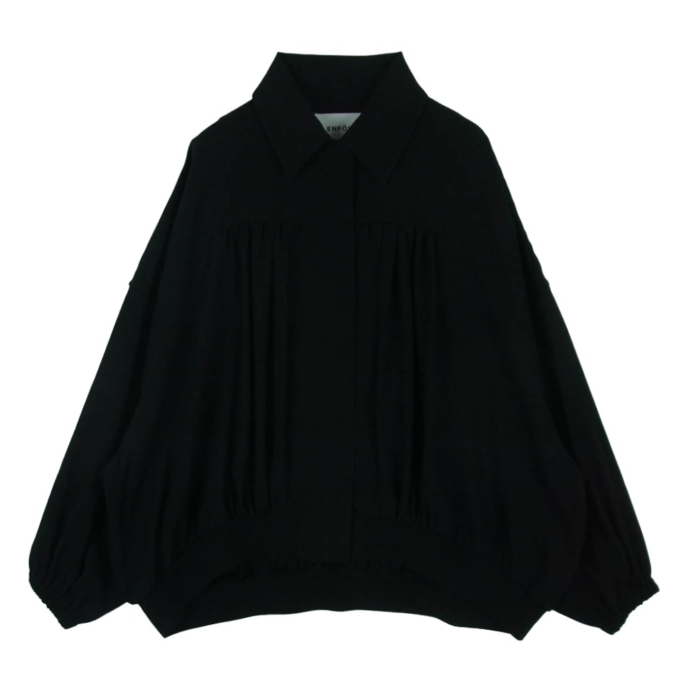 ENFOLD エンフォルド 300IA230-0651 BLOUSON ギャザー 上衣 中国製 黒いこと系 36  レディース【古着】【中古】