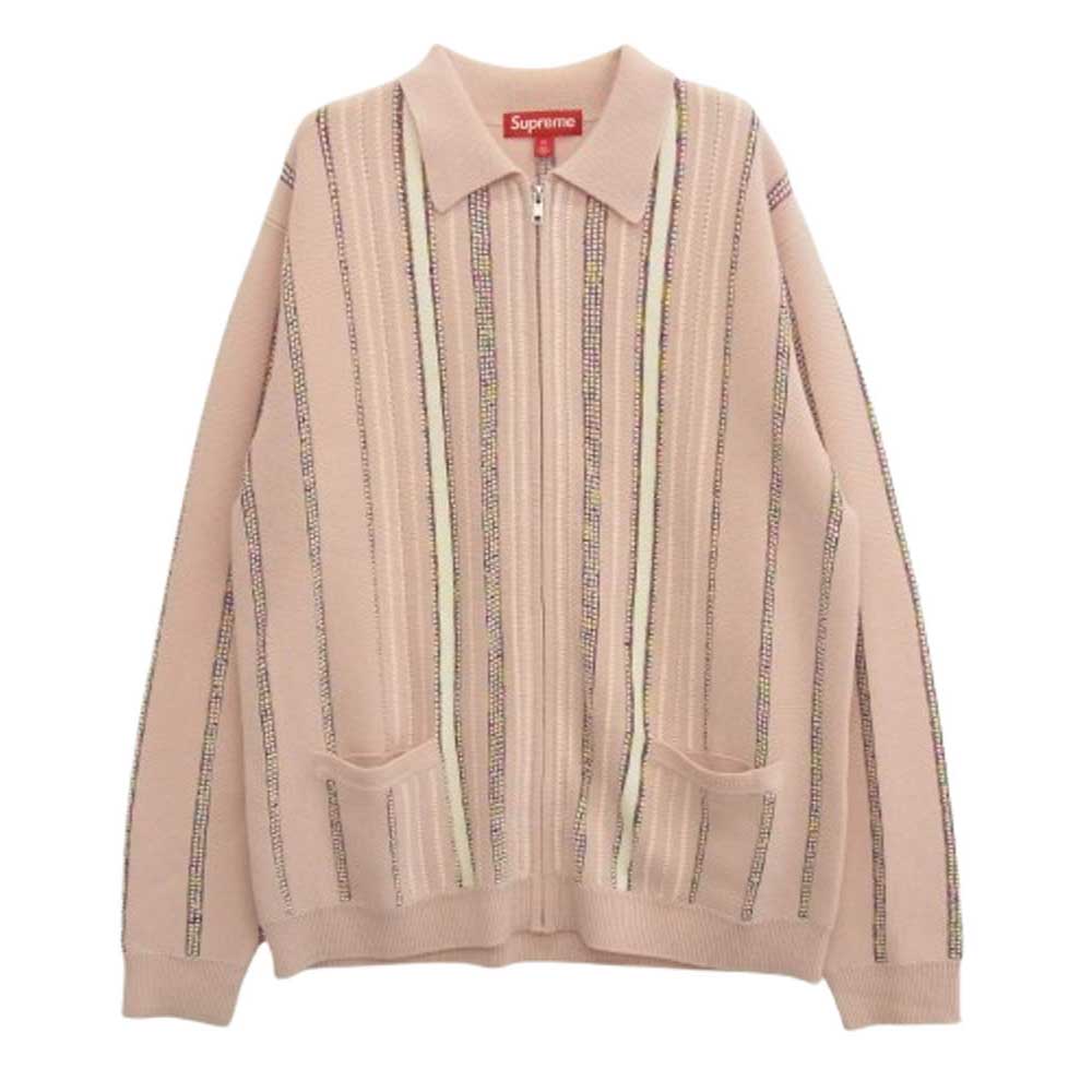 Supreme シュプリーム 24AW RN101837 Speckle Stripe Zip Up Cardigan ジップアップ 長袖 ジレー サクラ色系  メンズ【古着】【中古】