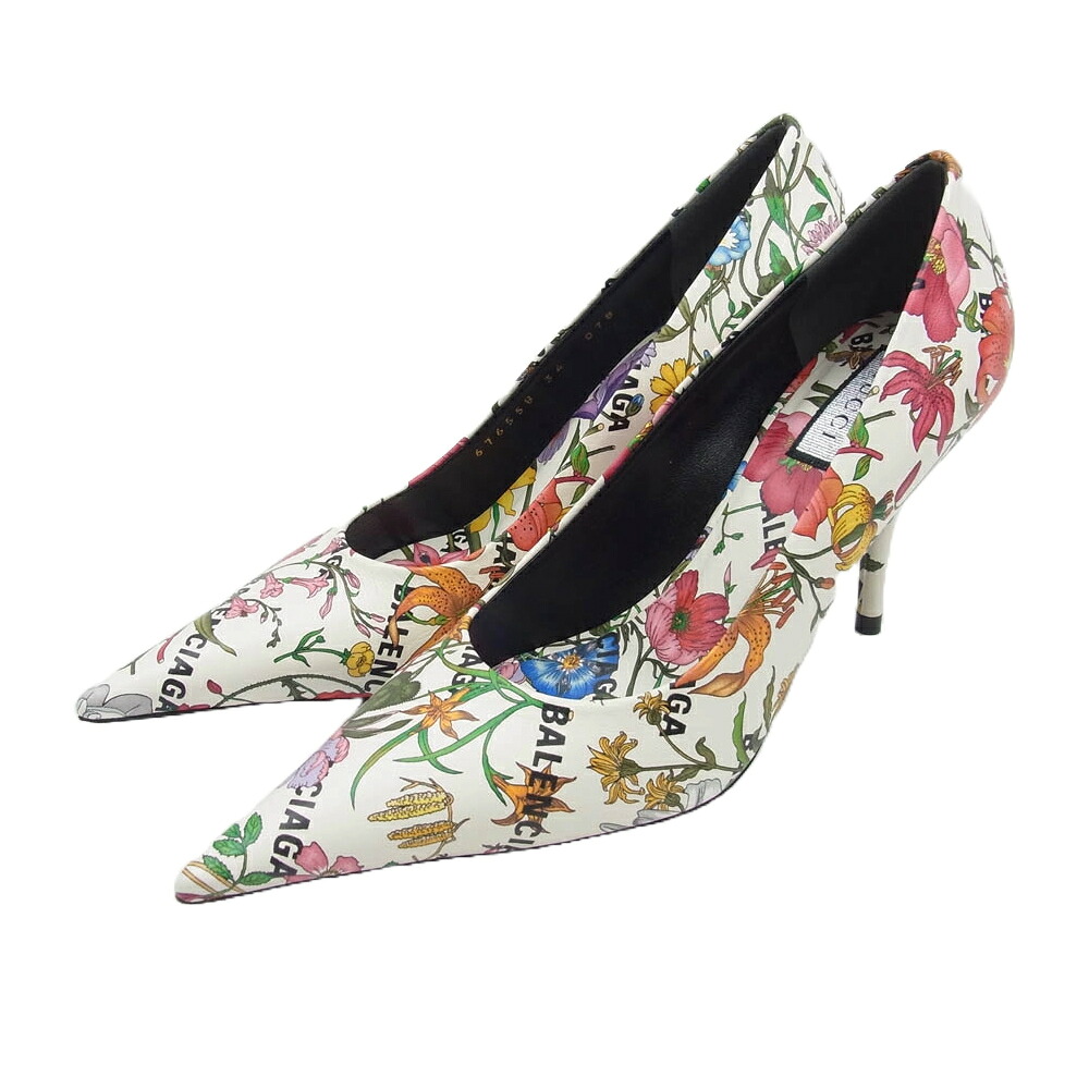 BALENCIAGA バレンシアガ × GUCCI グッチ ザ・ハッカープロジェクト パンプス ヒール 花柄 ホワイト系 マルチカラー系 EU34 【新古品】【未使用】 レディース【中古】 25,218円