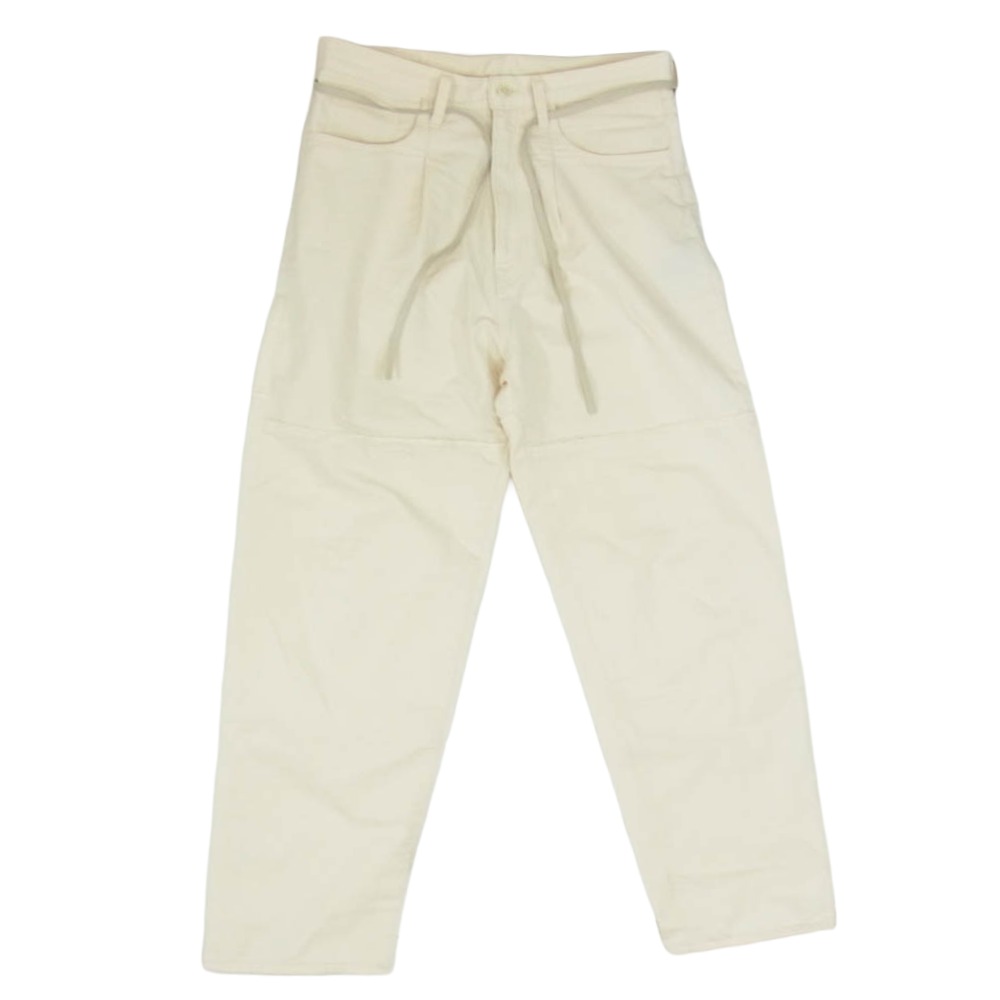 ssstein シュタイン ST.570 5PK LEATHER CODE PANTS 5衣嚢 なめし革吊りひも ズボン下 象牙色系 S メンズ【古着】【中古】