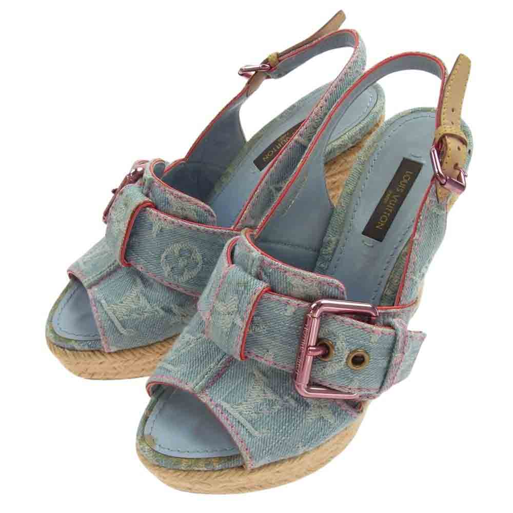 ルイヴィトン　モノグラム　デニム　ウェッジソール　サンダル 24.5 中古・古着通販】LOUIS VUITTON (ルイ ヴィトン) モノグラム