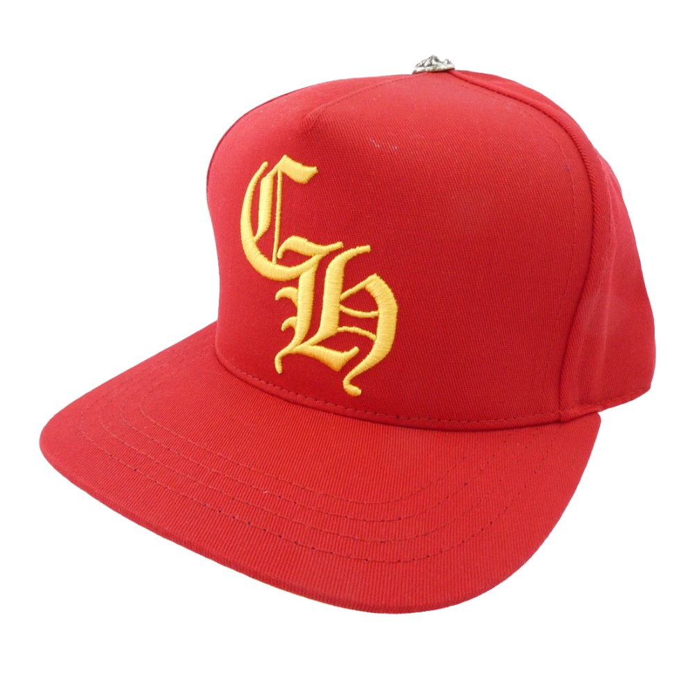 CHROME HEARTS クロムハーツ（原本無） CH HAT CH刺繍 ベースボール キャップ 帽子 レッド系 イエロー系 メンズ【中古】