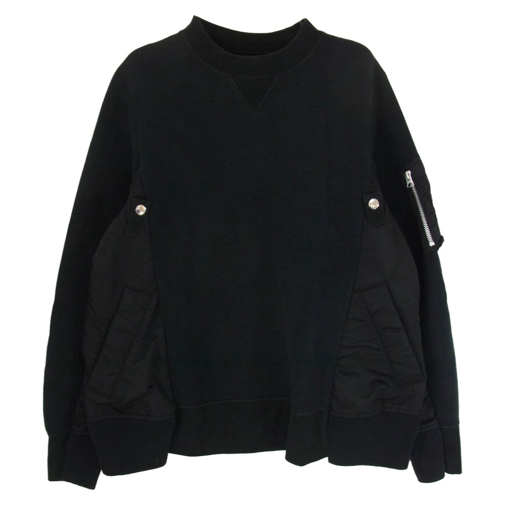 Sacai サカイ SCM-032 Sponge Sweat MA-1 Pullover 異原材料縛 労働者の一団素っ首 流汗 調教師 黒いこと系 1  メンズ【古着】【中古】