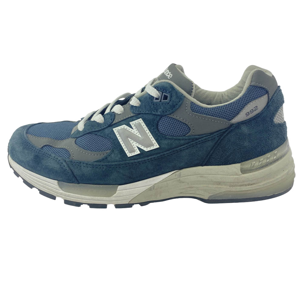 NEW BALANCE ニュー平衡にする U992NY MADE IN USA 亜米利加製 スエードクロス メッシュ スニーカー 米国海軍系 薄墨色系 28珊  メンズ【中古】