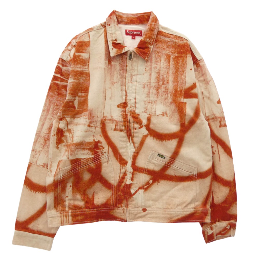 Supreme シュプリーム 21AW x Christopher Wool クリストファー 羊毛 ジーンズ 細工物 ジップアップ 上衣 上衣 オレンジ色系 M【御前上等美品】 メンズ【古着】【中古】