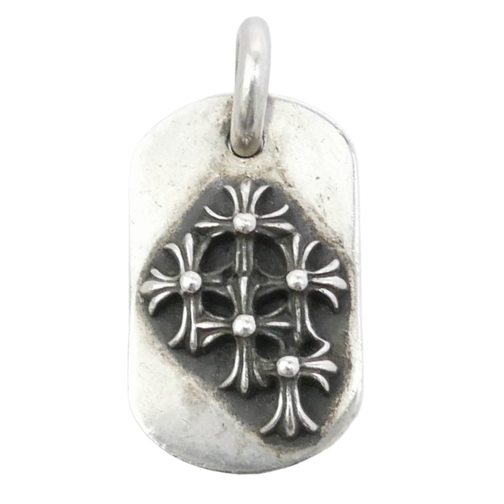 CHROME HEARTS クロムハーツ（原型無） RAISED CEM CRS DOG TAG レイズド セメタリークロス ドッグタグ シャンデリヤとっ始め しろがね色系  メンズ【中古】
