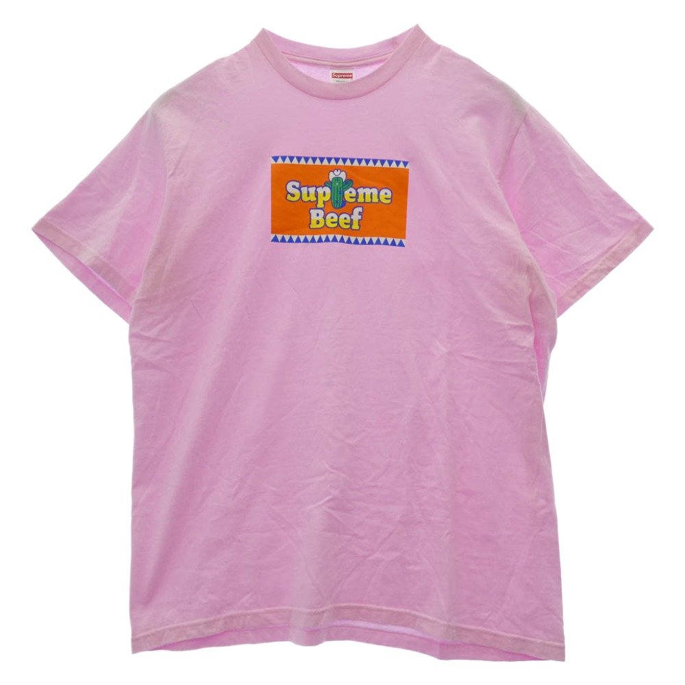 Supreme シュプリーム 25SS Western Beef ウエスタン 牛肉 労働者の一団素っ首  プルオーバー 半袖カットソー サクラ色系 L  メンズ【古着】【中古】