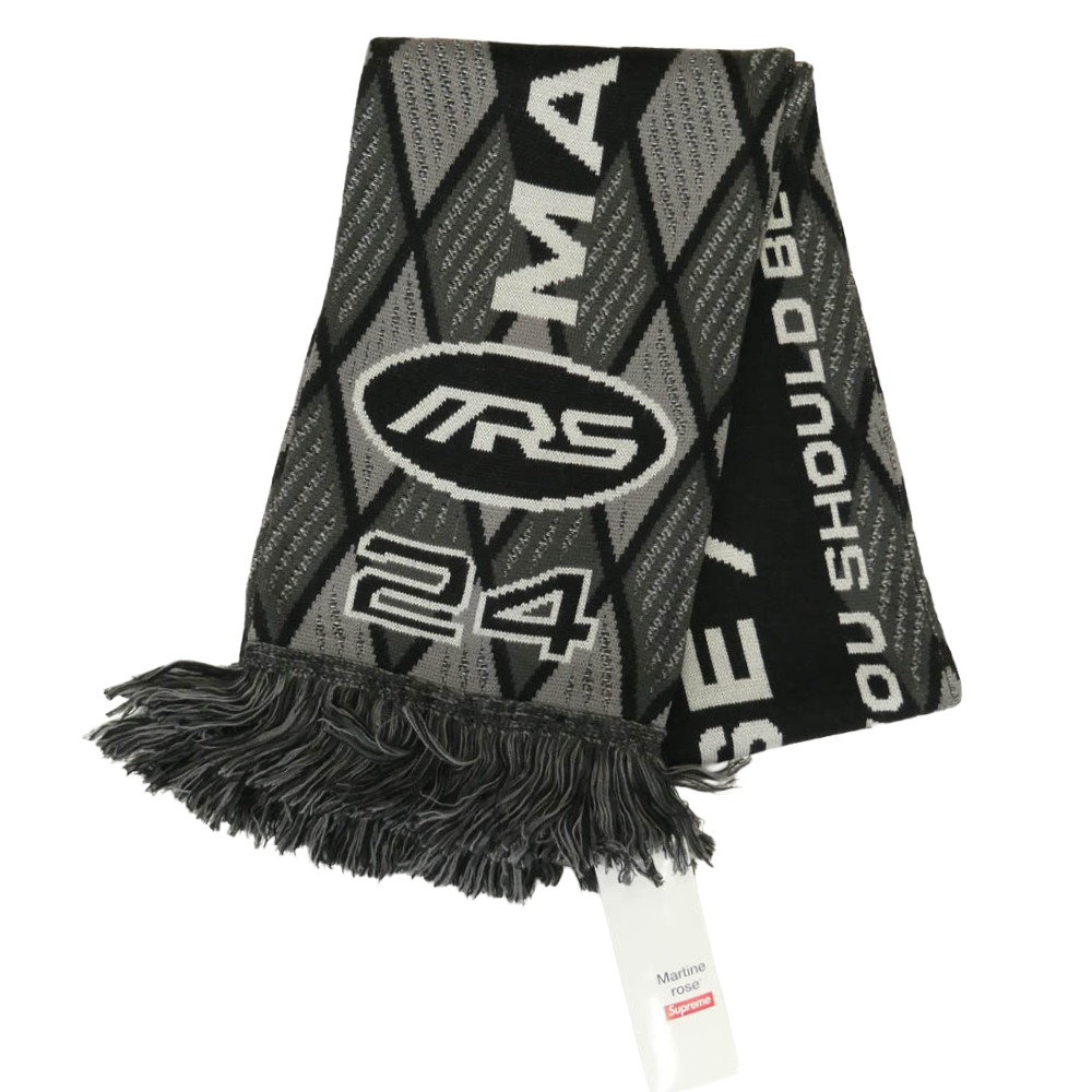 Supreme シュプリーム MARTIN ROSE マーティンさくら色 24AW Scarf ロゴタイプひな形 フリンジ えり巻き えり巻き 黒いこと系 薄墨色系 140×20珊【御前上等美品】 メンズ【中古】