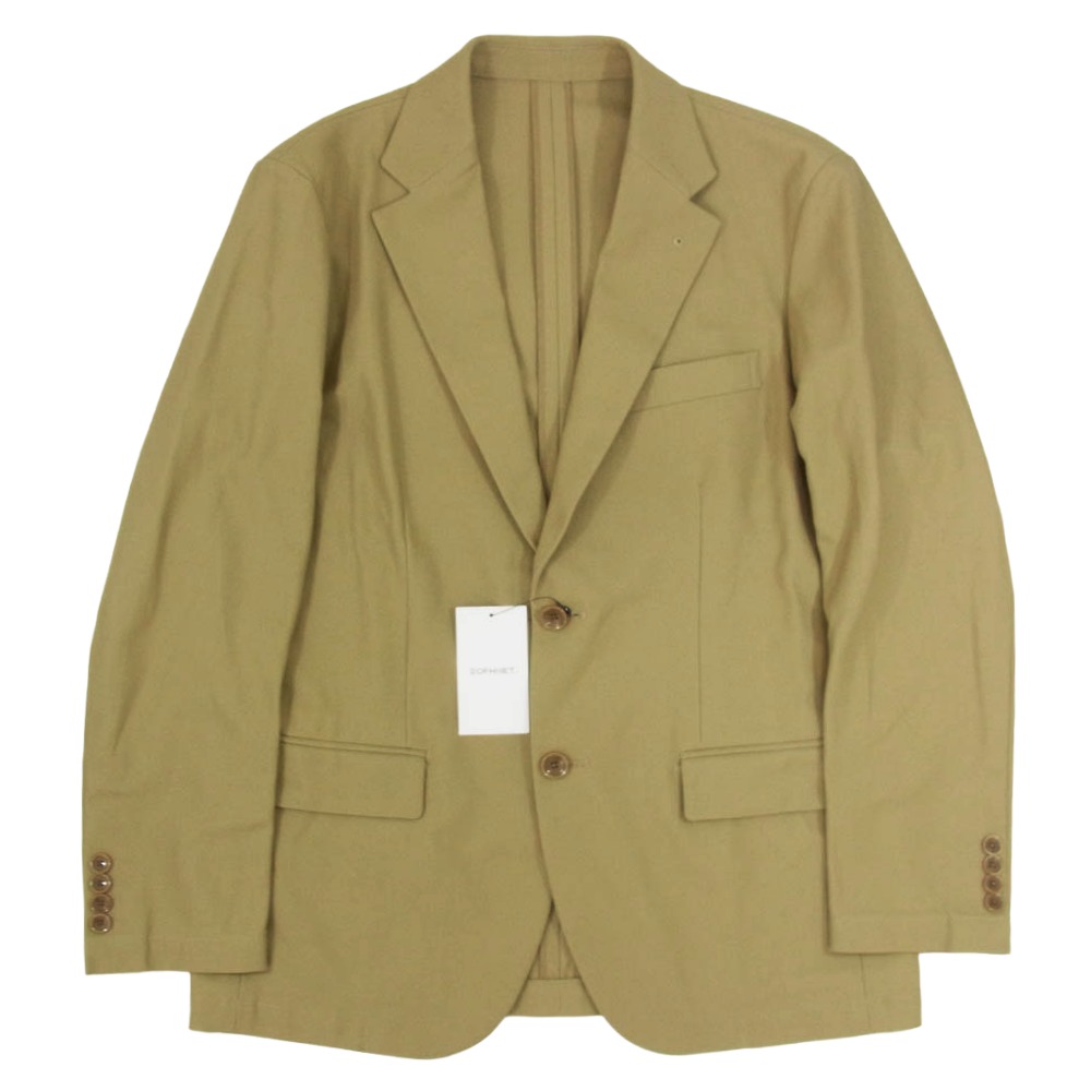 SOPHNET. ソフネット 24SS SOPH-240020 HIGH TWISTED WASHER COTTON SERGE 2BUTTON JACKET 綿織物 2名取り草 上衣 テーラードジャケット ベージュ系 S【新古品】【未当てはめる】 メンズ【古着】【中古】