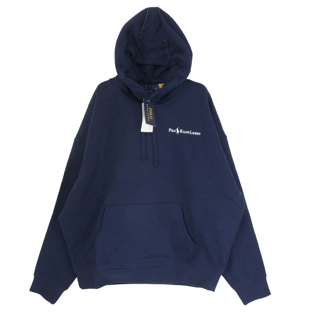 POLO RALPH LAUREN ポロ・ラルフローレン MNPOKNI16823699 Relaxed Fit Logo Fleece Hoodie リラックスフィット ロゴプリント フーディー パーカー ネイビー系 L 【極上美品】 メンズ【古着】【中古】