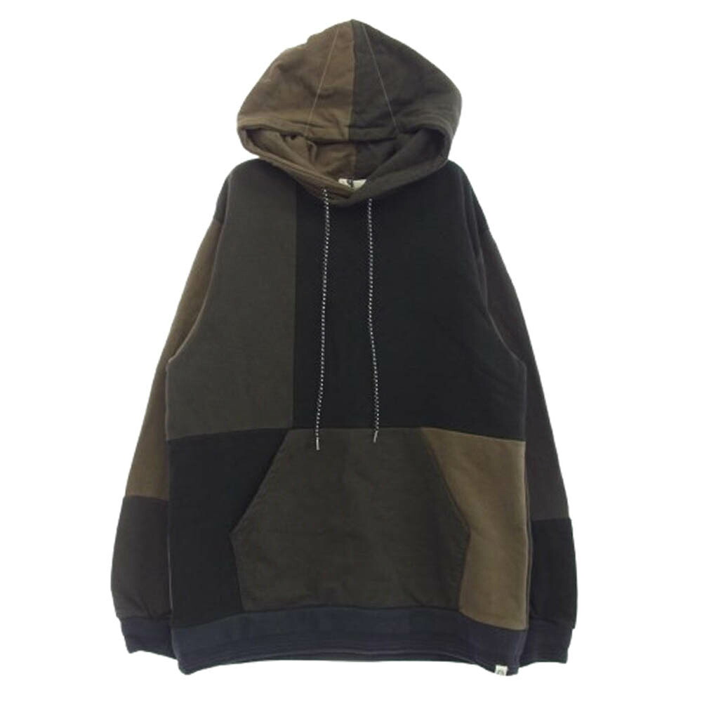 KUON クオン 144CS02C281 Patchwork Hoodie 組紐 パッチワーク フーディー プルオーバー パーカー ブラック系 XL 【極上美品】 メンズ【古着】【中古】 10,709円