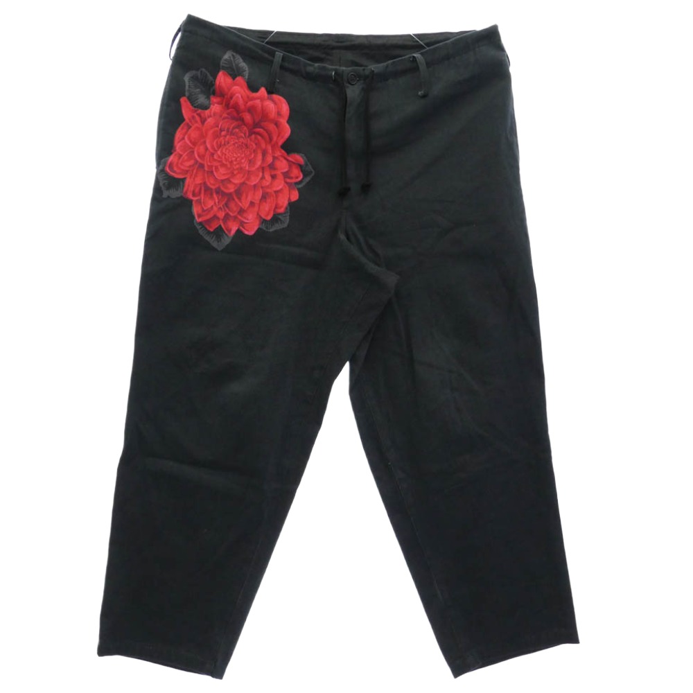 Y\u0027s Yohji Yamamoto ワイズ ヨウジヤマモト 24AW MR-P60-010 Y\u0027s for men ワイズフォーメン FLOWER PRINT PANTS DAHLIA 御花刷り上げる ダリア ズボン下 黒いこと系 1 メンズ【古着】【中古】